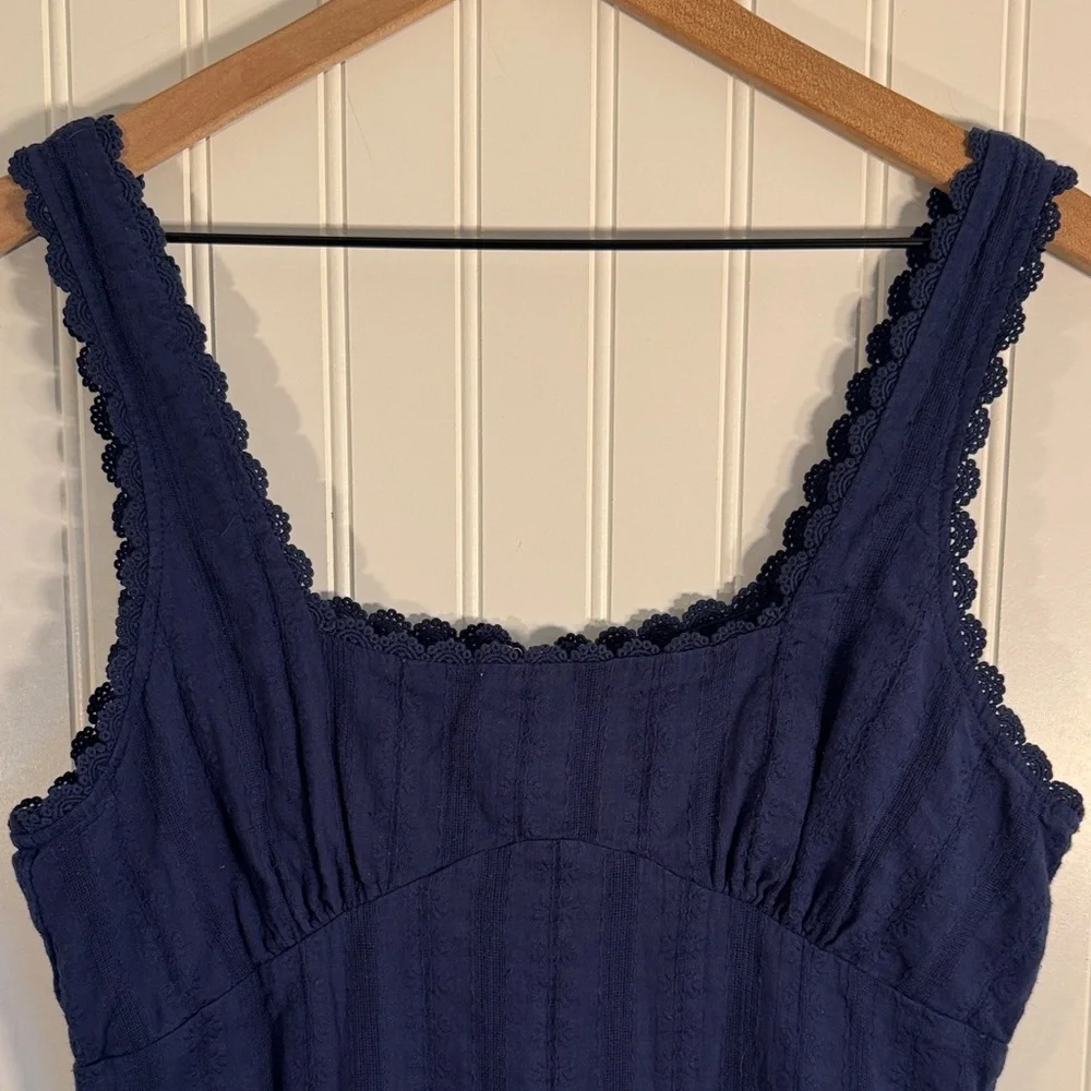 Princess Polly Dasha Mini Dress Navy Blue Lace Trim 100% Cotton Size 10 - Picture 4 of 14